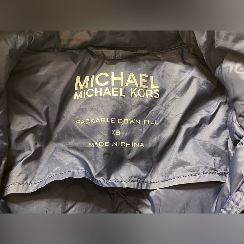 Michael Kors Packable Down Fill Dark Blue Puffer Coat Long Winter Jacket Size XS - Picture 12 of 16